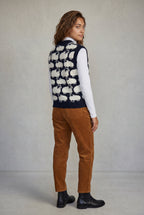 Elcevi | Navy Sheep Motif Knitted Sweater Vest For Women