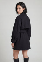 Oversized Lapel Belted Mini Trench Coat | Senna