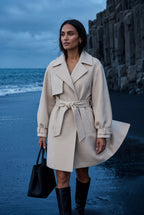 Oversized Lapel Belted Mini Trench Coat | Senna