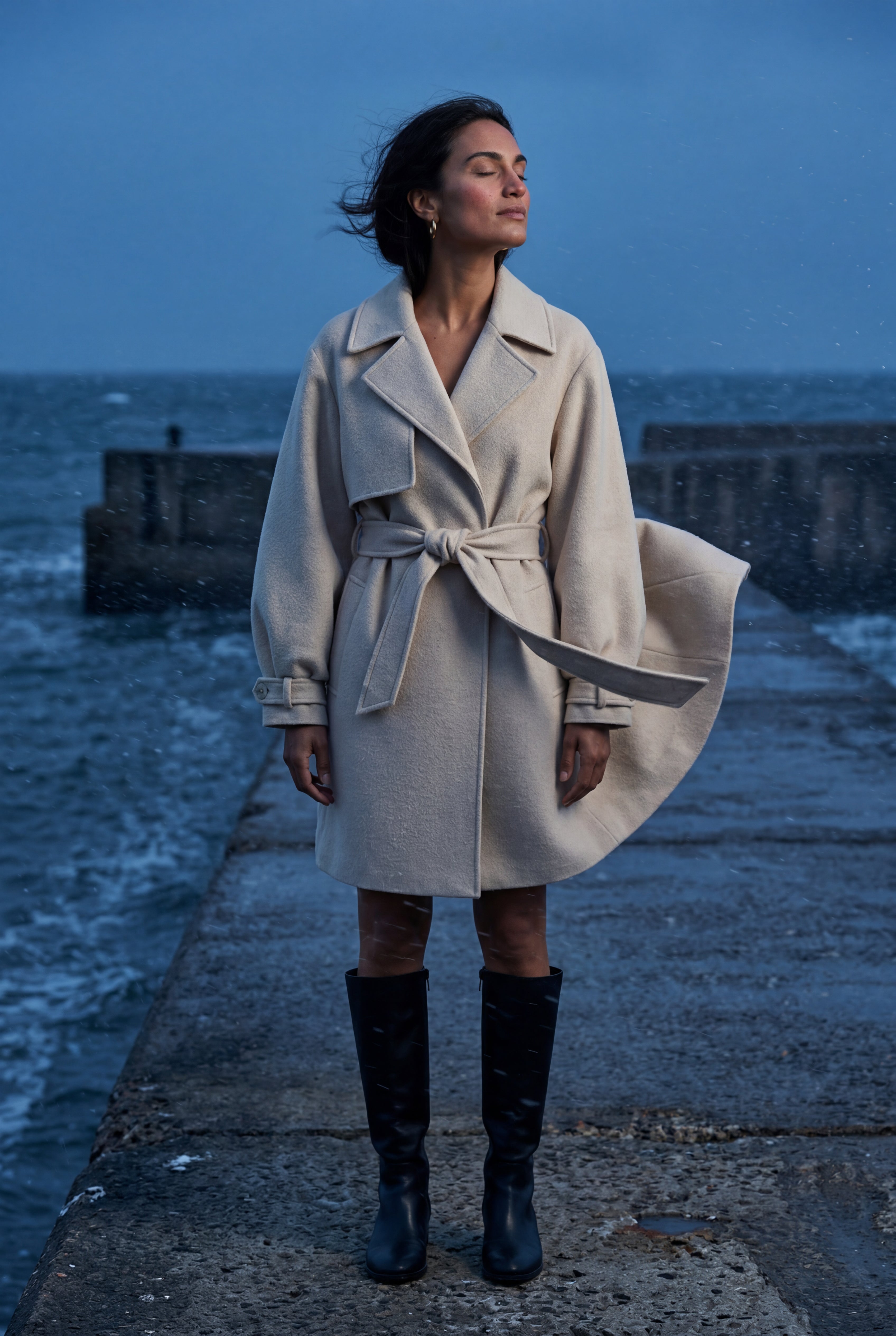 Oversized Lapel Belted Mini Trench Coat | Senna