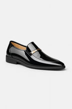 Liam | Patent Slip-on Loafers with Metal Bar Detail
