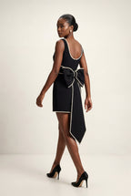Elcevi | Pearl-trim Bow-back Fitted Mini Dress For Women