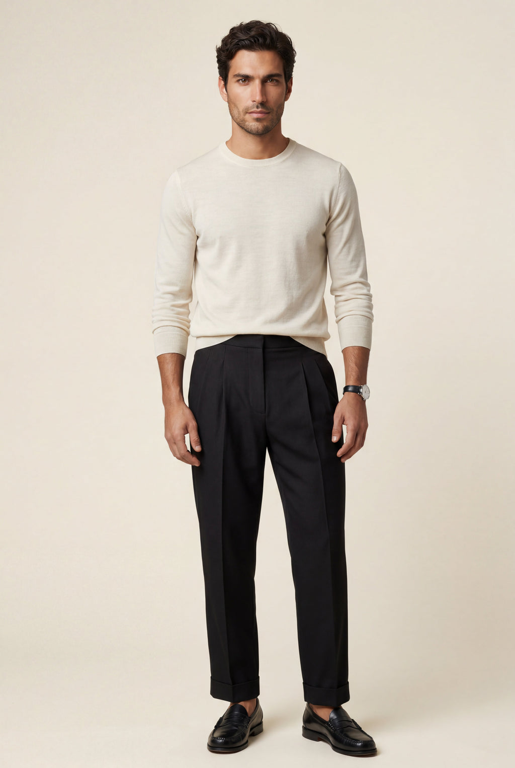 Liam | Pleated Straight Leg Tailored Dress Trousers