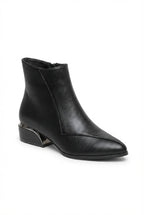 Lia | Pointed Toe Low Block Heel Ankle Boots