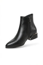 Lia | Pointed Toe Low Block Heel Ankle Boots