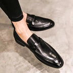 Liam | Polished Almond Toe Classic Penny Loafers