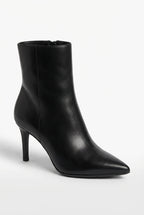 Polished Black Pointed Toe High Heel Ankle Boots