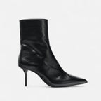 Polished Black Pointed Toe High Heel Ankle Boots