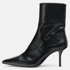 Polished Black Pointed Toe High Heel Ankle Boots