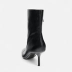 Polished Black Pointed Toe High Heel Ankle Boots