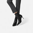 Polished Black Pointed Toe High Heel Ankle Boots