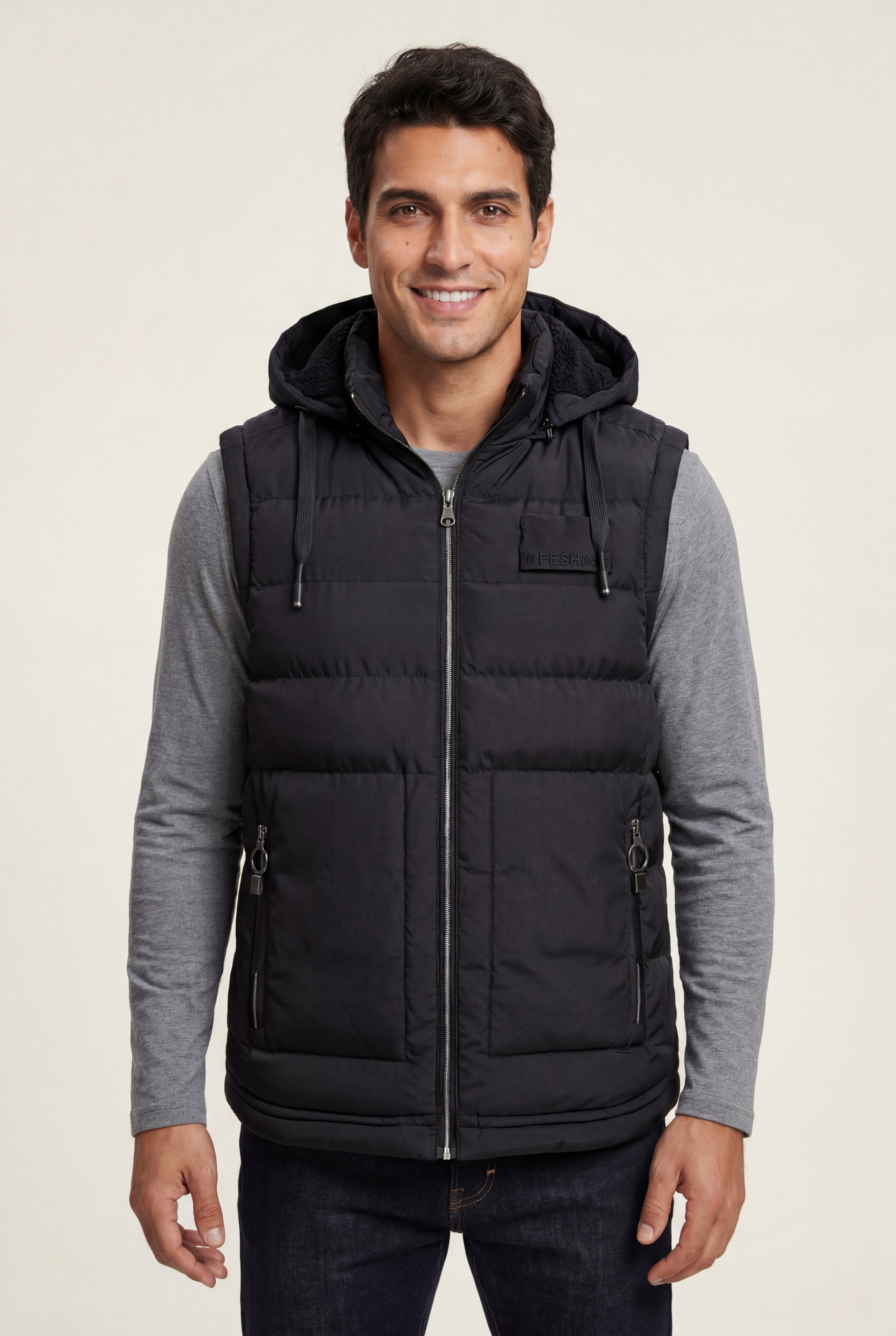 Liam | Quilted Hooded Puffer Vest with Zip Pockets