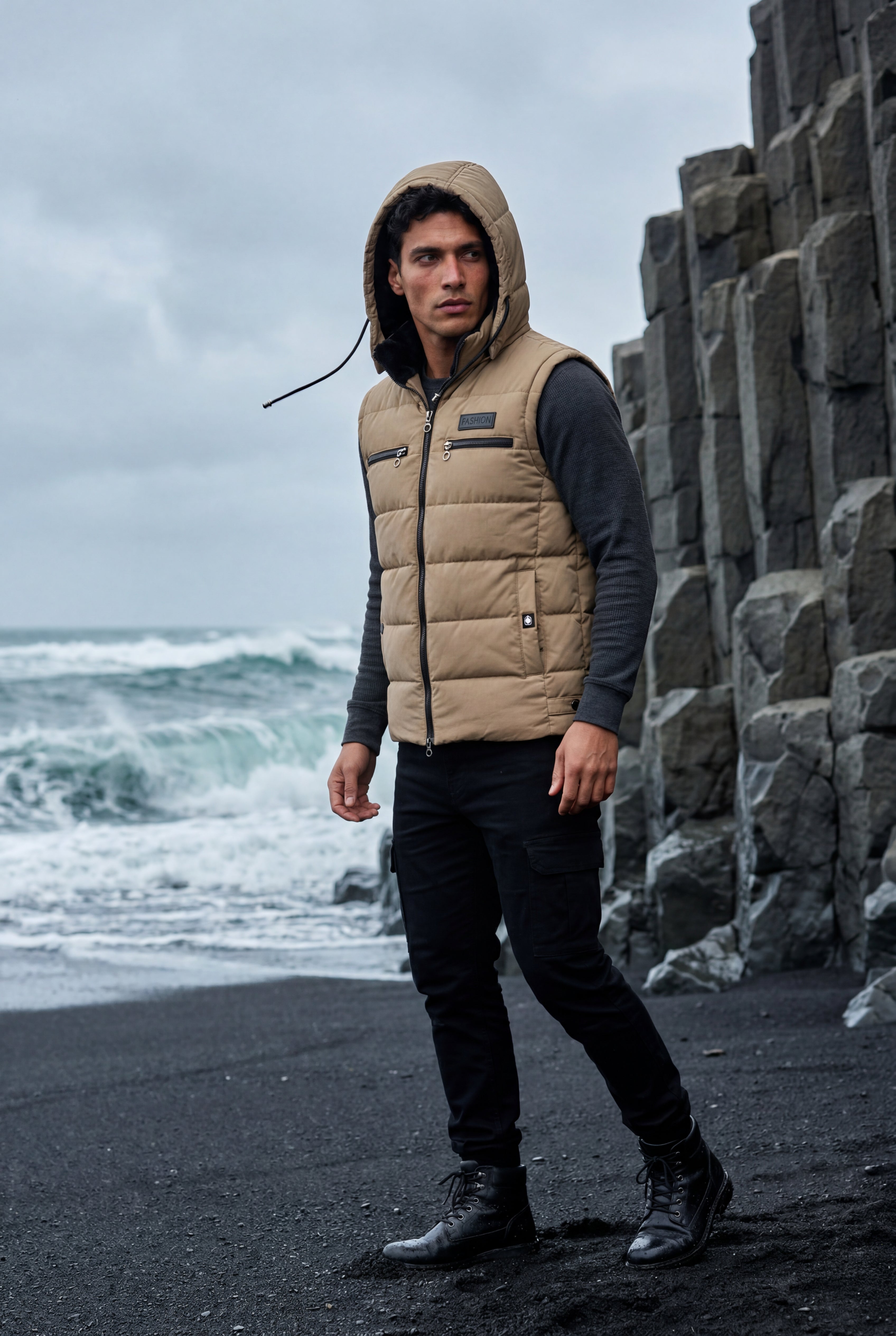 Liam | Quilted Hooded Puffer Vest with Zip Pockets