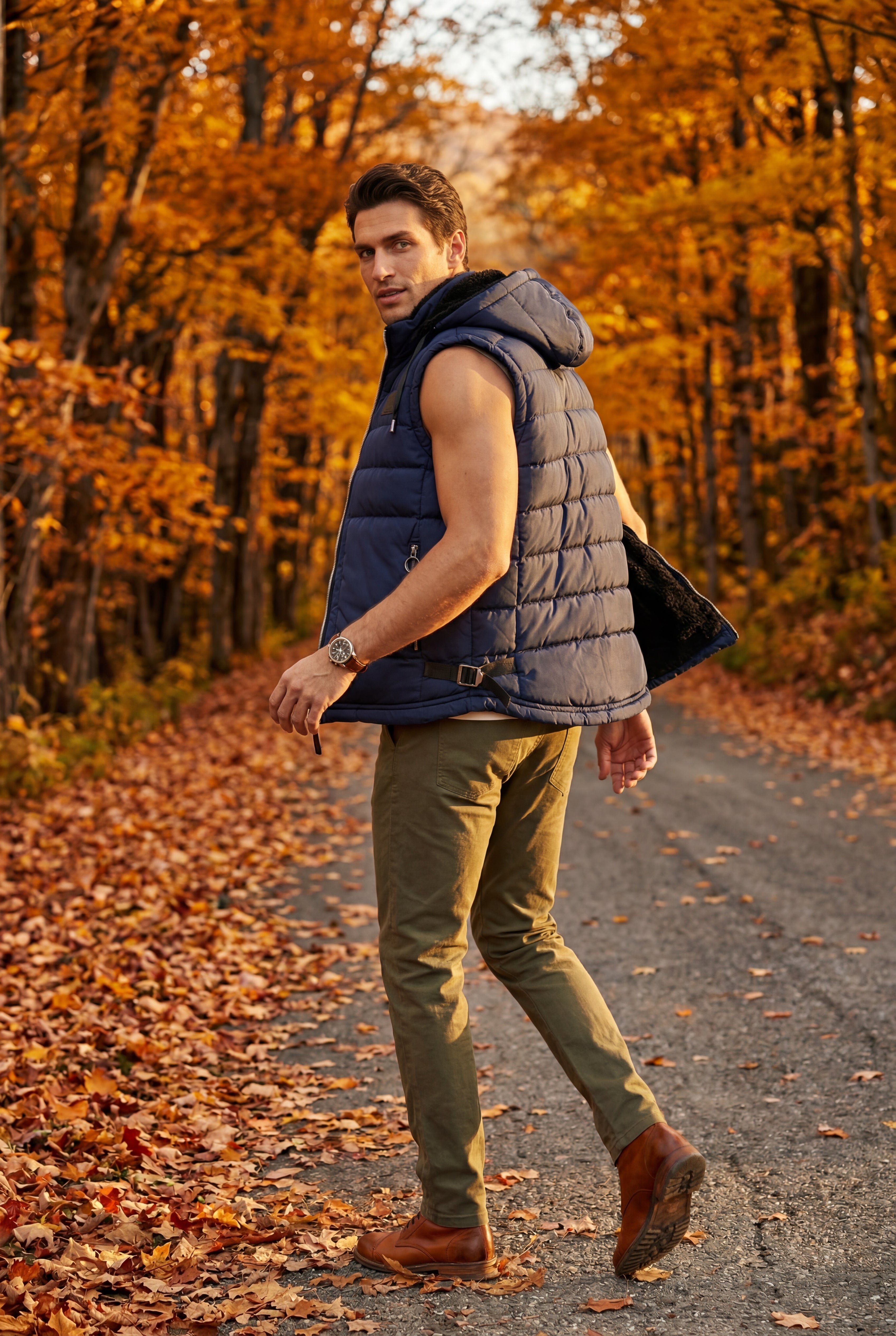 Liam | Quilted Hooded Puffer Vest with Zip Pockets
