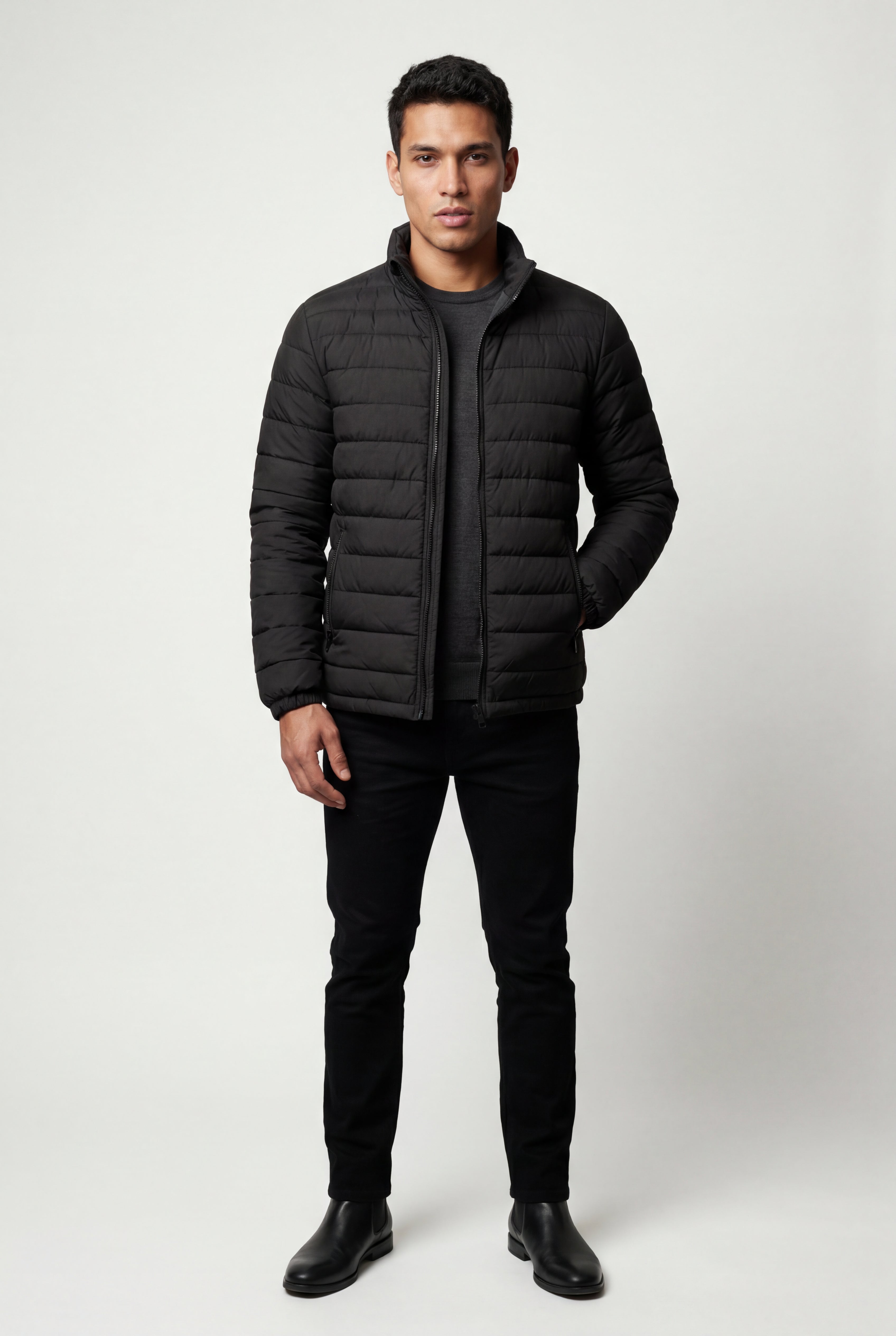 Liam | Quilted Stand Collar Lightweight Puffer Jacket