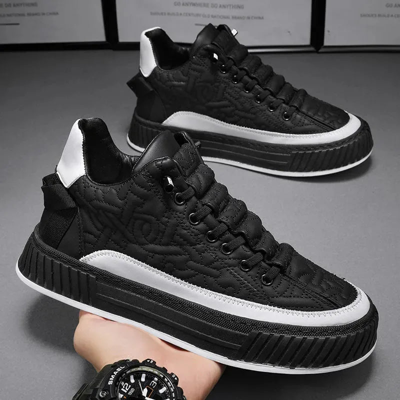 Gio | Quilted Streetwear Low-top Sneakers with Bold Ribbed Sole