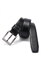 Elcevi | Rectangular Buckle Formal Belt with Stitched Edges