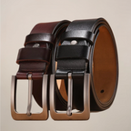 Elcevi | Rectangular Buckle Formal Belt with Stitched Edges