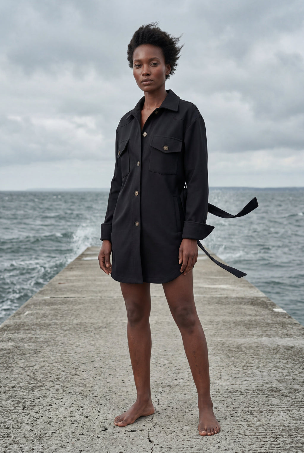 Relaxed Button-front Utility Jacket with Flap Pockets | Senna