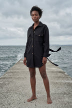 Relaxed Button-front Utility Jacket with Flap Pockets | Senna