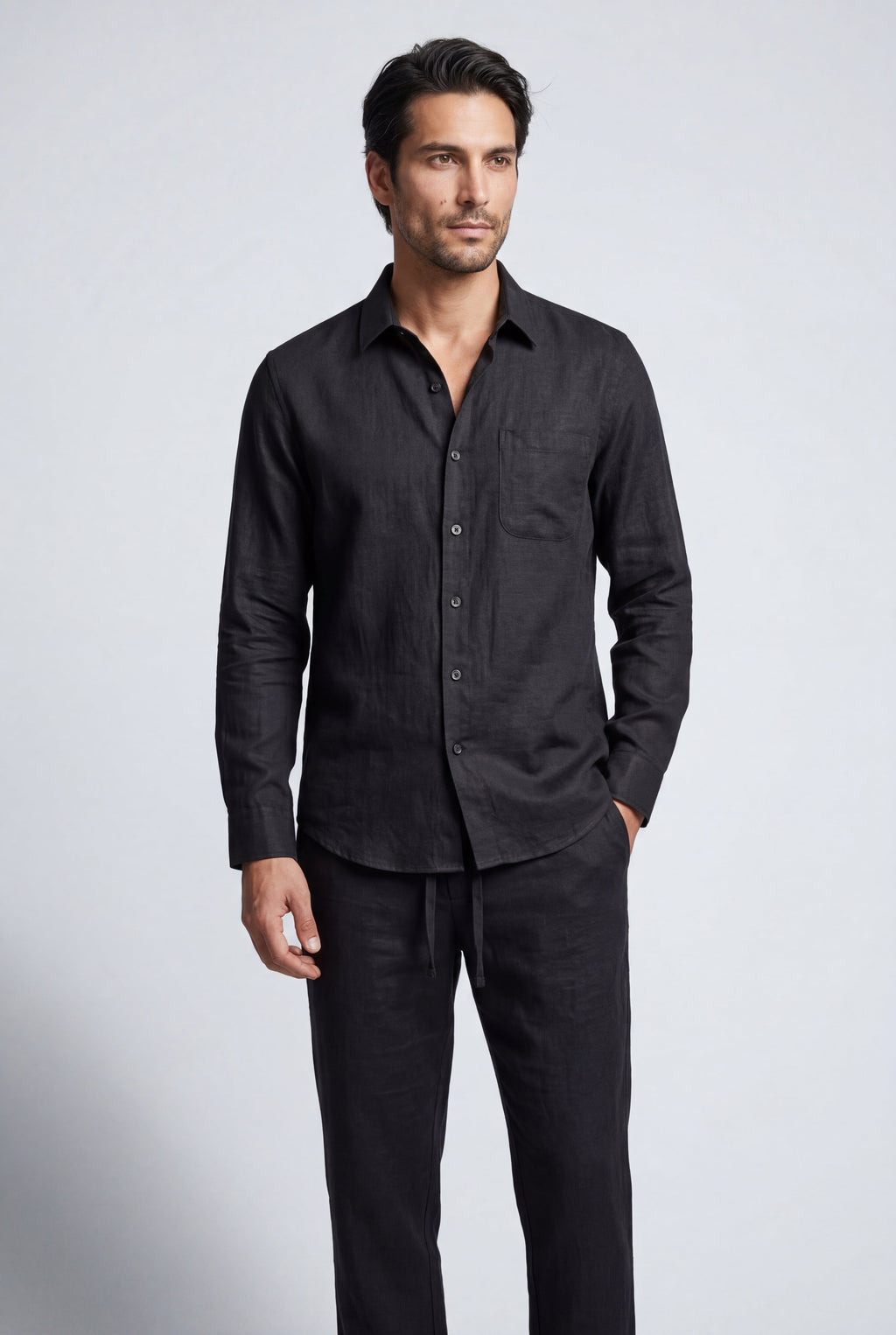 Liam | Relaxed Long-sleeve Shirt and Drawstring Pants Set