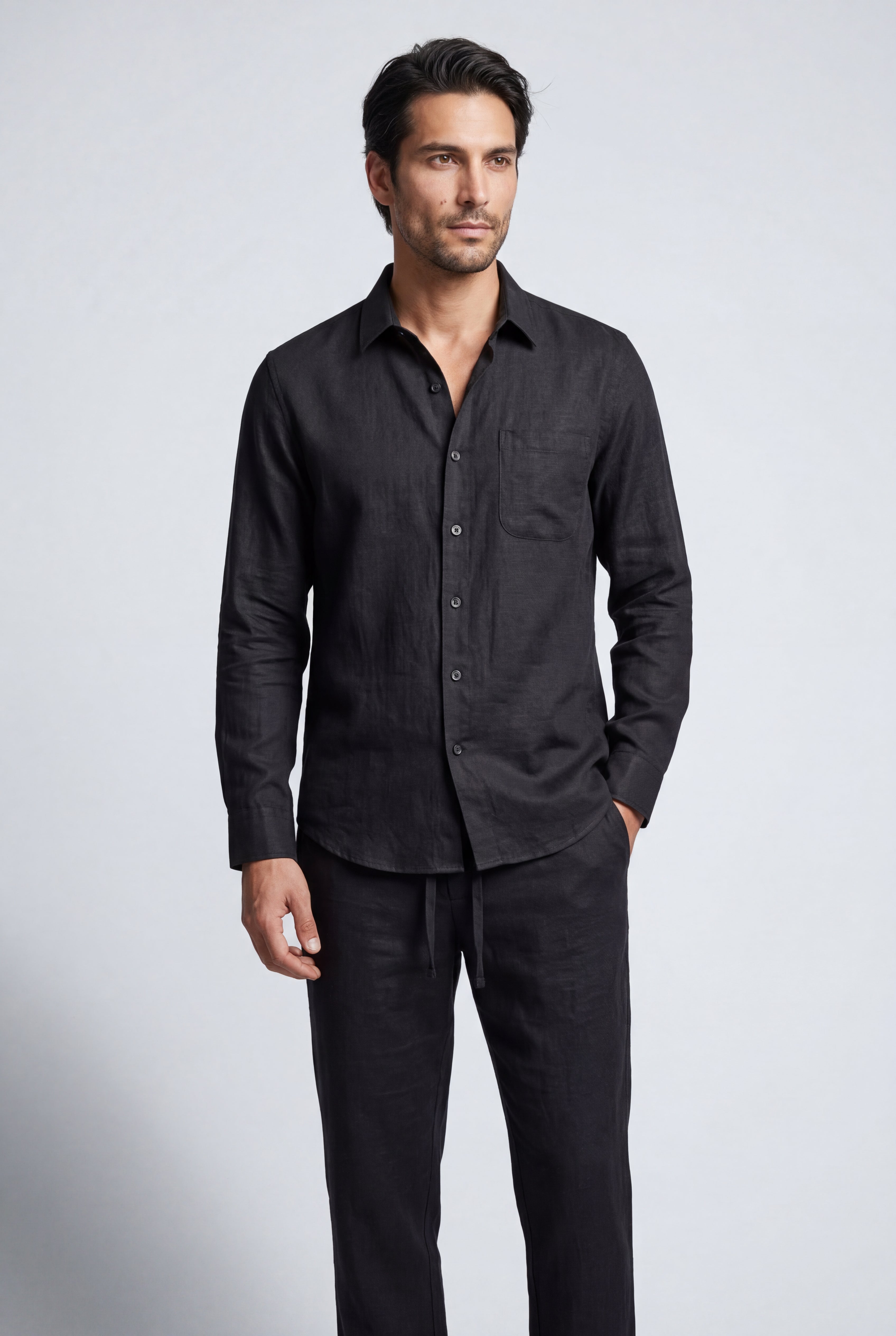 Liam | Relaxed Long-sleeve Shirt and Drawstring Pants Set