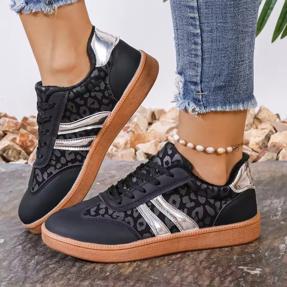 Lia | Retro Color-block Lace-up Walking Sneakers