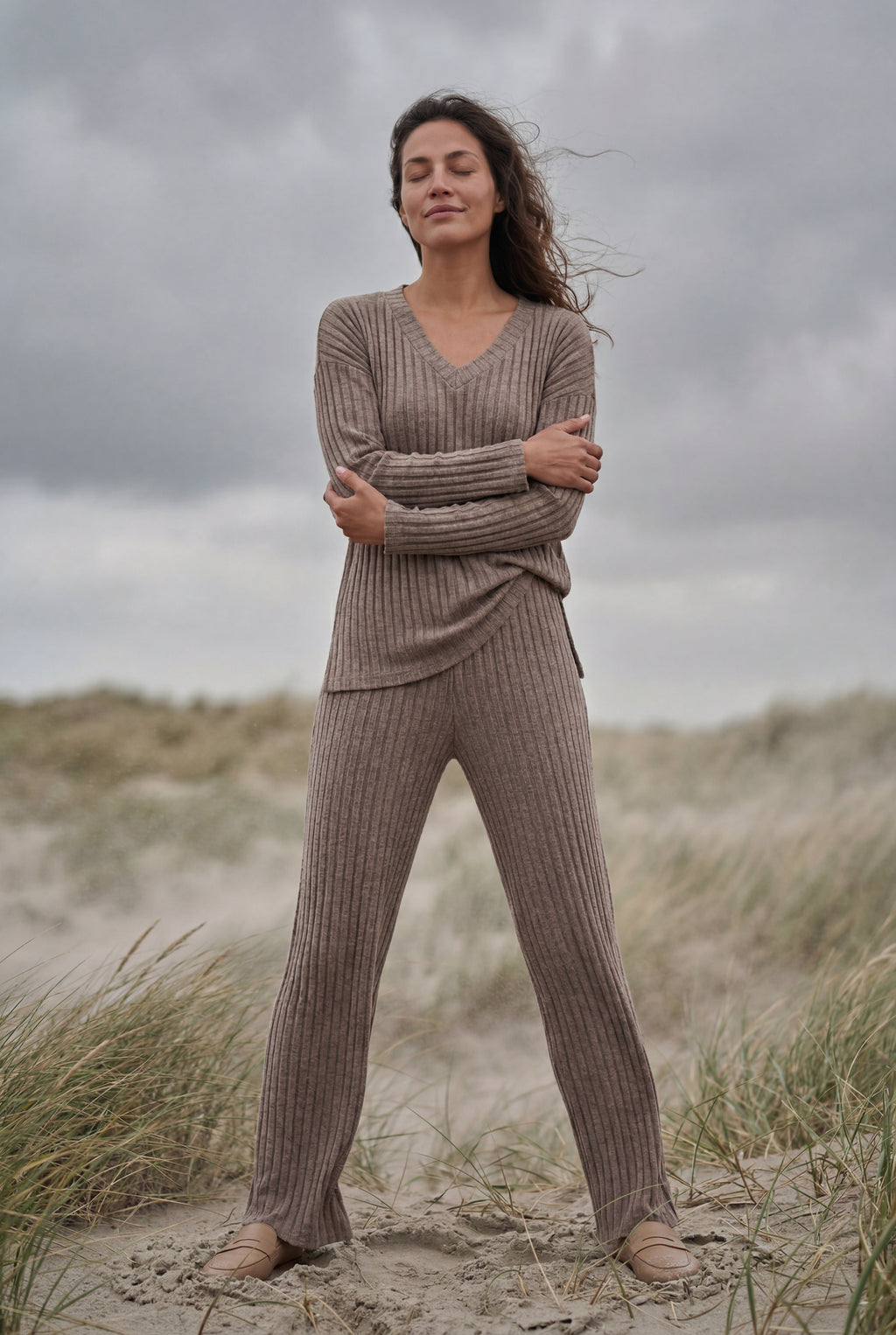 Lisa | Ribbed Wide-leg Two-piece Loungewear Set