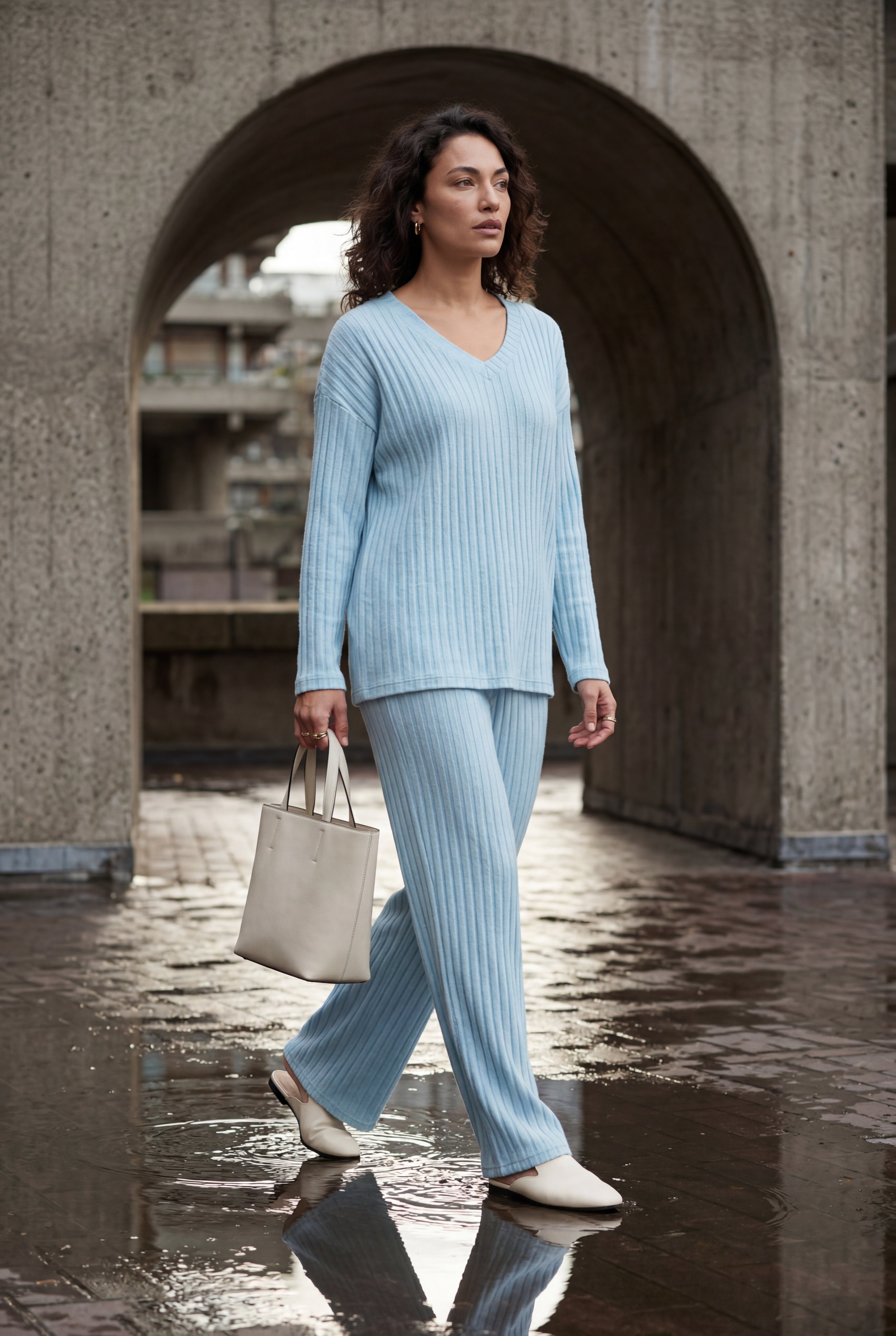 Lisa | Ribbed Wide-leg Two-piece Loungewear Set