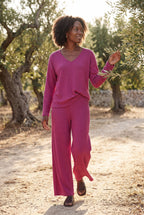 Lisa | Ribbed Wide-leg Two-piece Loungewear Set