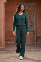 Lisa | Ribbed Wide-leg Two-piece Loungewear Set