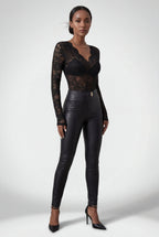 Lois | Scalloped Floral Lace Long Sleeve Bodysuit Top