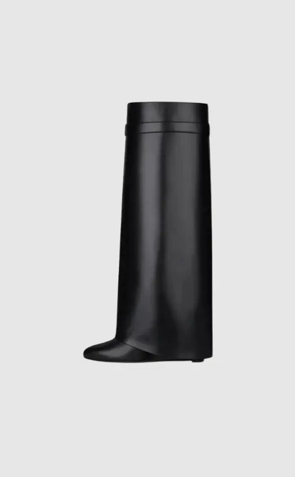 Elcevi | Sculptural High Shaft Wedge Boots with Padlock Detail For Women