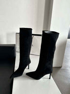 Lia | Sleek Pointed Toe Knee High Stiletto Boots