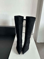 Lia | Sleek Pointed Toe Knee High Stiletto Boots