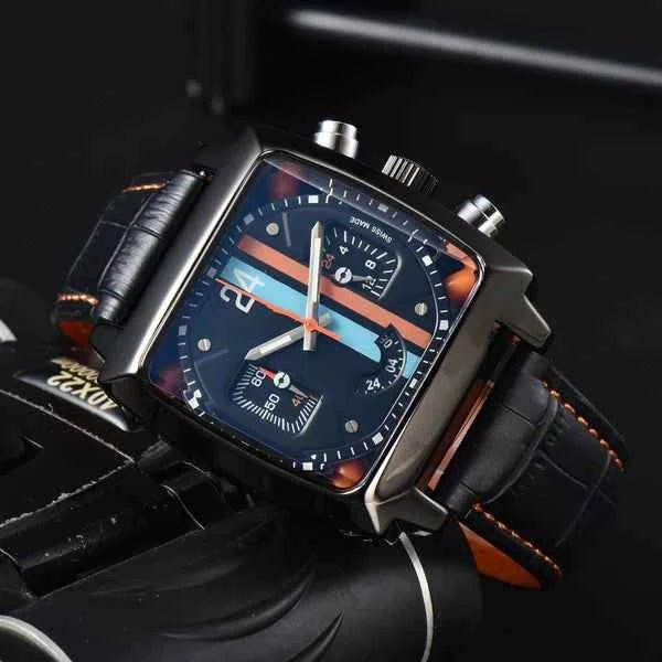 Liam | Square Dial Chronograph Watch with Racing Stripe Detail