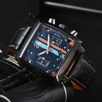 Liam | Square Dial Chronograph Watch with Racing Stripe Detail