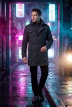 Liam | Stand Collar Slim Fit Winter Coat with Button Tab