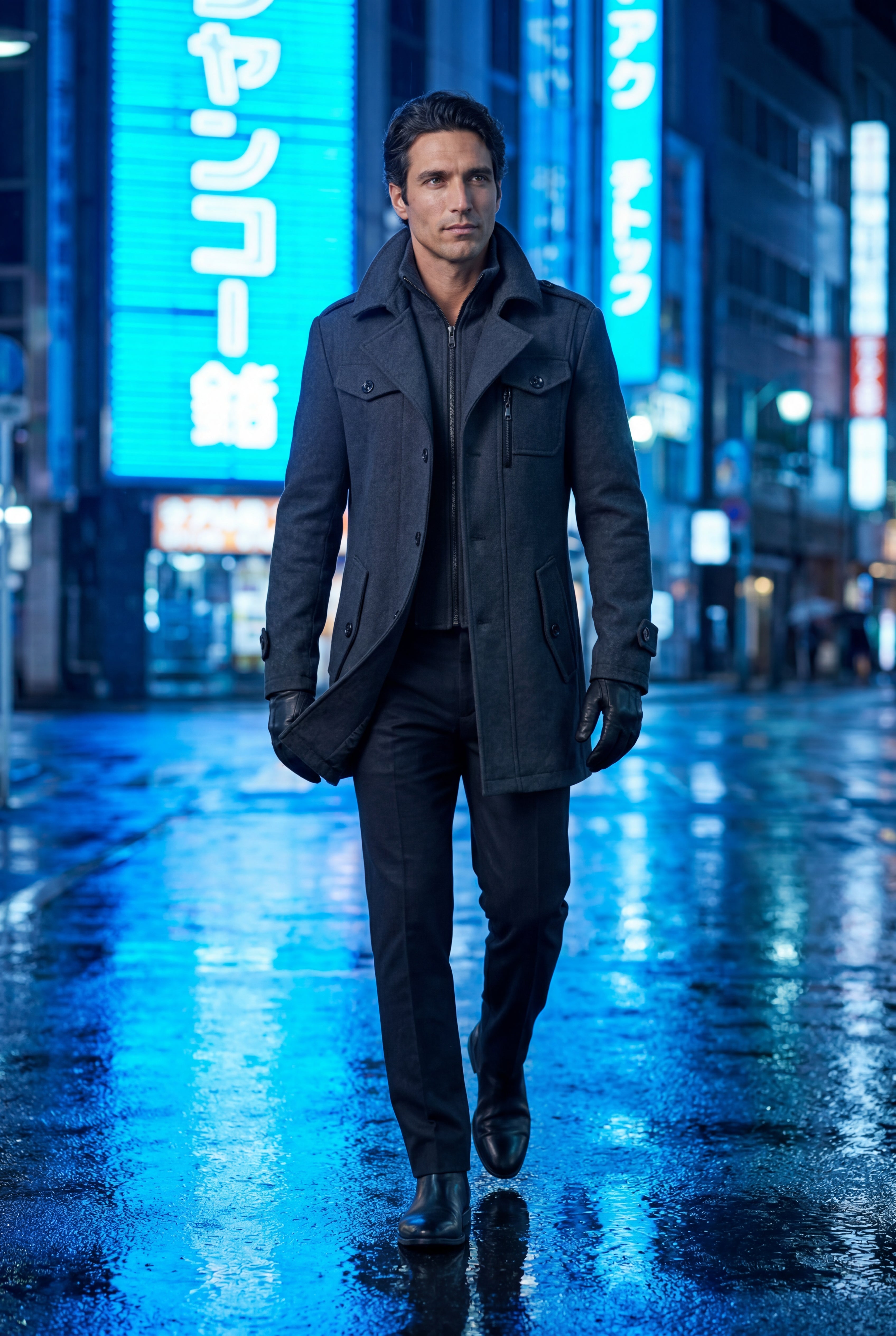 Liam | Stand Collar Slim Fit Winter Coat with Button Tab