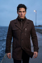 Liam | Stand Collar Slim Fit Winter Coat with Button Tab
