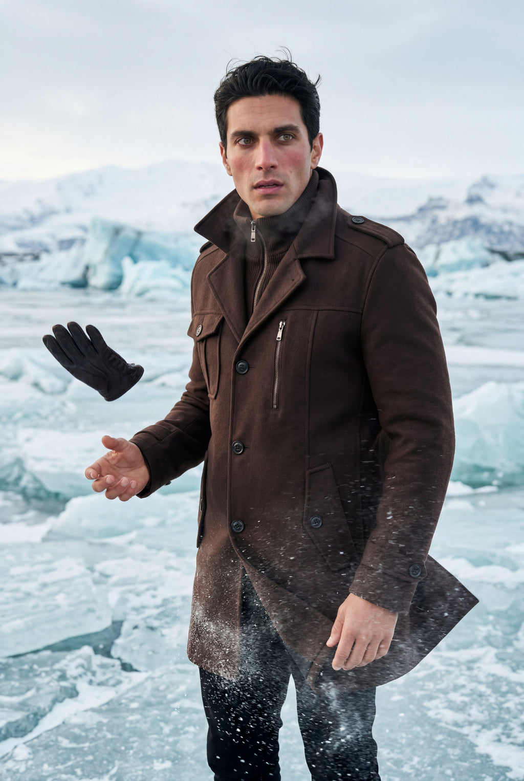 Liam | Stand Collar Slim Fit Winter Coat with Button Tab