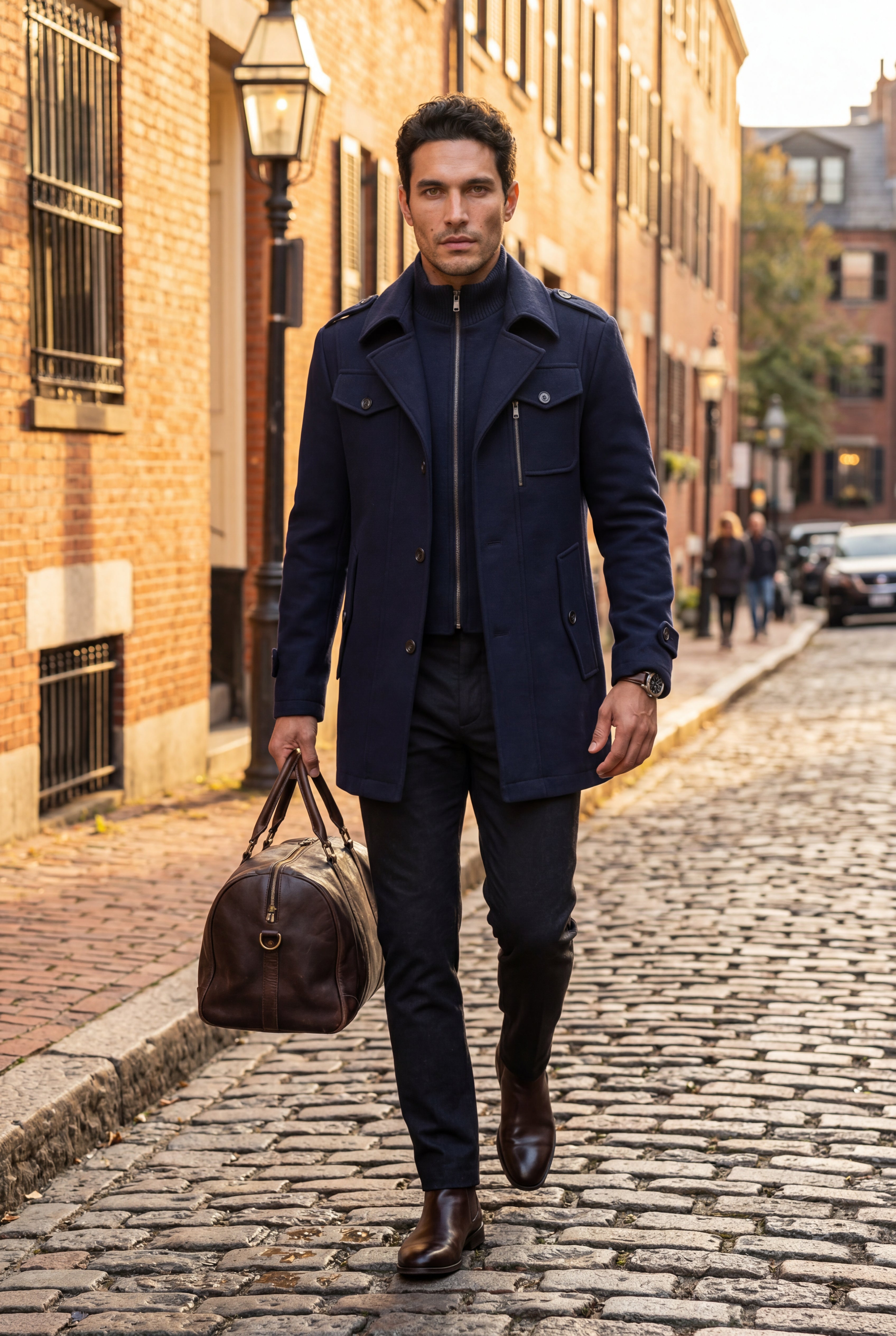 Liam | Stand Collar Slim Fit Winter Coat with Button Tab