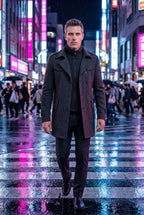 Liam | Stand Collar Slim Fit Winter Coat with Button Tab