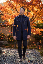 Liam | Stand Collar Slim Fit Winter Coat with Button Tab