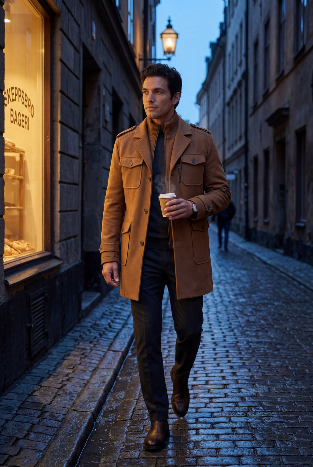 Liam | Stand Collar Slim Fit Winter Coat with Button Tab