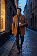 Liam | Stand Collar Slim Fit Winter Coat with Button Tab