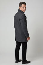Liam | Stand Collar Slim Fit Winter Coat with Button Tab