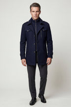 Liam | Stand Collar Slim Fit Winter Coat with Button Tab
