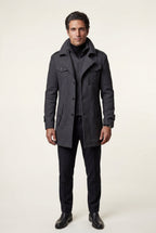 Liam | Stand Collar Slim Fit Winter Coat with Button Tab