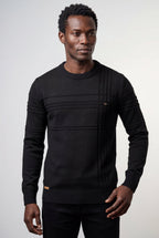 Structured Tonal Textured Crewneck Sweater | Liam